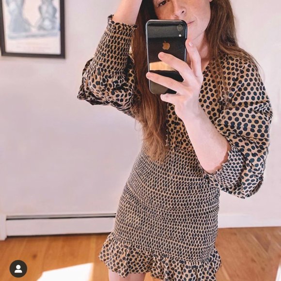 NWT Rhode Resort Anya Shirred Polka-Dot Dress - Picture 3 of 8